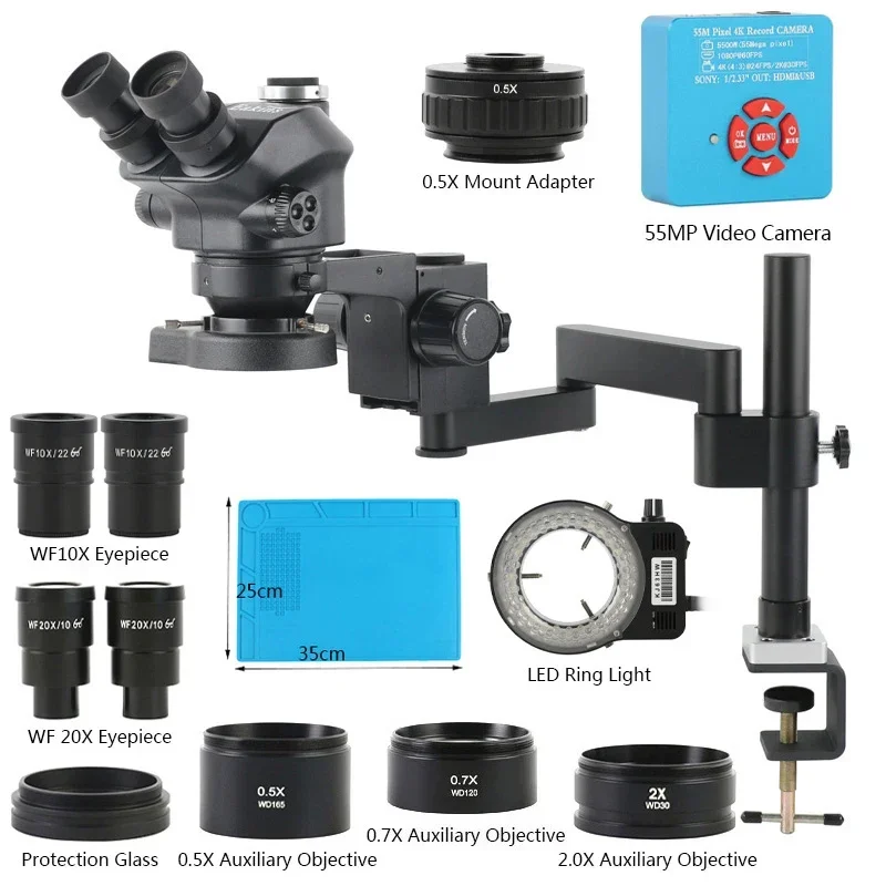 Digital Magnifier Reading - 3.5x-200倍ズーム付きステレオ三眼顕微鏡,折りたたみ式拡張タイプ基本48MP 55mp 4k 2k hdmi usb