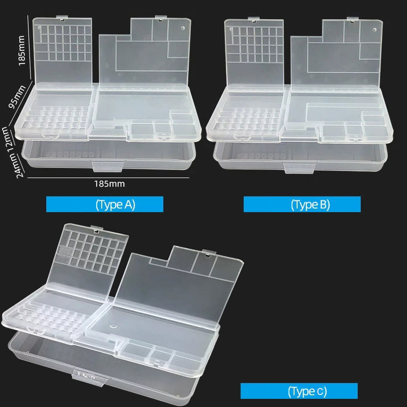 Electronics Gadgets And Accessories - 二層電子透明プラスチック部品収納ボックスネジアクセサリー電話修理マザーボード IC コレクター