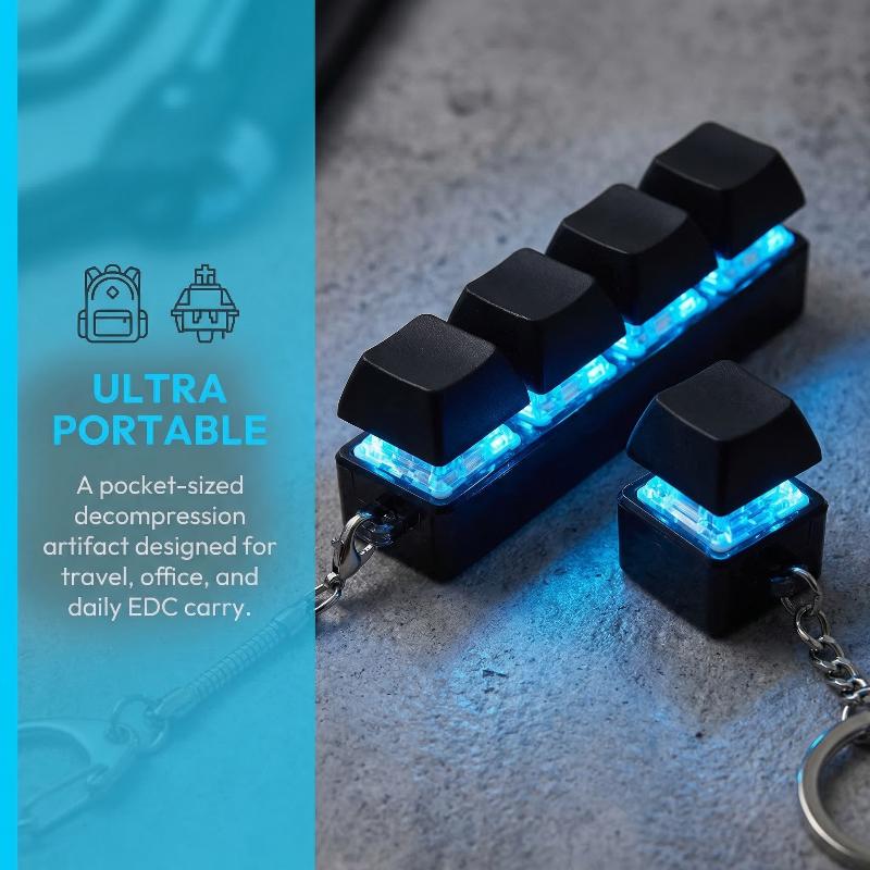 Electronics Gadgets For Kids - ストレス解消フィジェットキーボードキーホルダーおもちゃ 4ボタンLEDライト感覚玩具 大人と子供向け 旅行や教室に