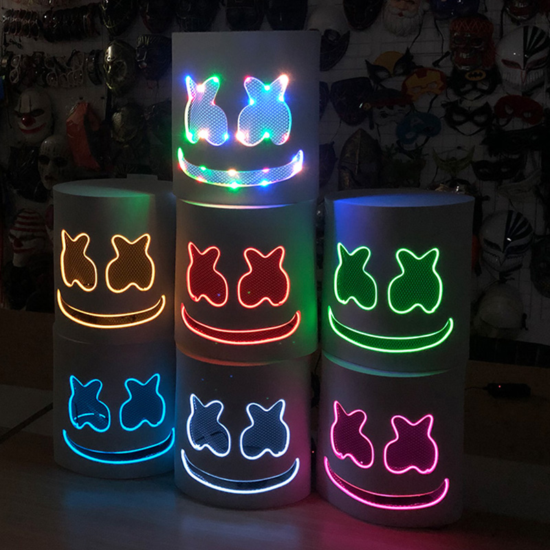 LEDライトアップマスクとグローブ、DJマシュメロヘッドヘル - Led Gloves Music のレビューと価格