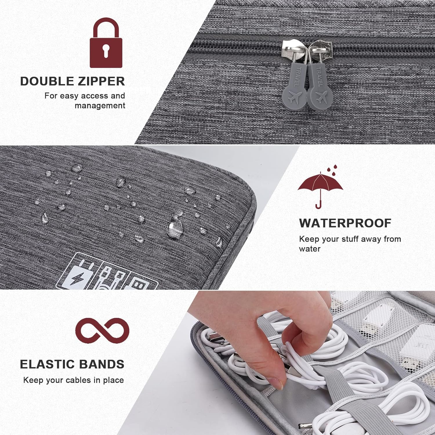 ポータブルデジタル収納バッグ USB ガジェット防水ケーブル - Electronics Gadgets And Accessories のレビューと価格